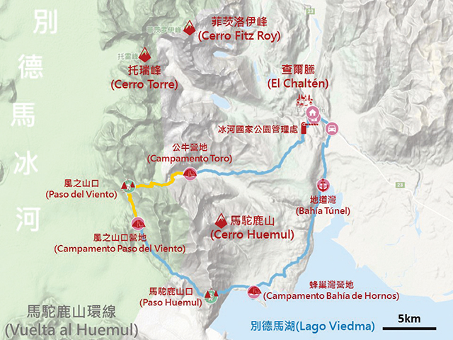此次馬駝鹿山環線旅程為橘黃色路線。