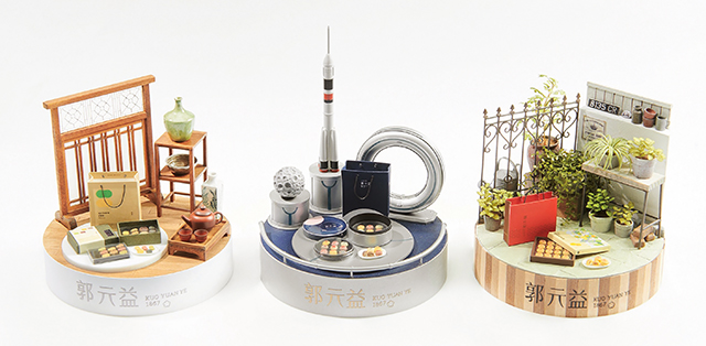 郭元益邀請日本微縮模型名師田中智打造八座微縮模型，訴說台灣百年糕餅店的故事。郭元益提供