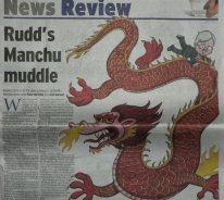 《雪梨晨鋒報》4月5日週末版文章「陸克文的滿清困惑」（Rudd’s Manchu Muddle）。