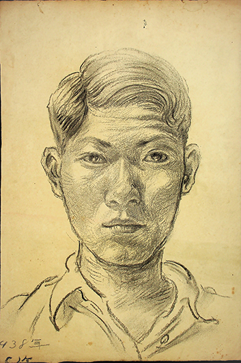 〈自畫像〉炭筆、紙本，36.5×24.8公分，1938年。南美館提供