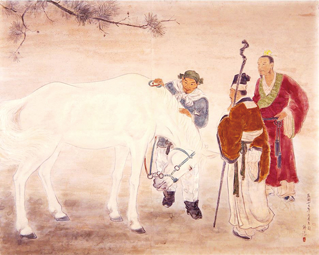 蔡草如〈伯樂相馬〉，墨、紙本，124x105公分，1946年。南美館提供