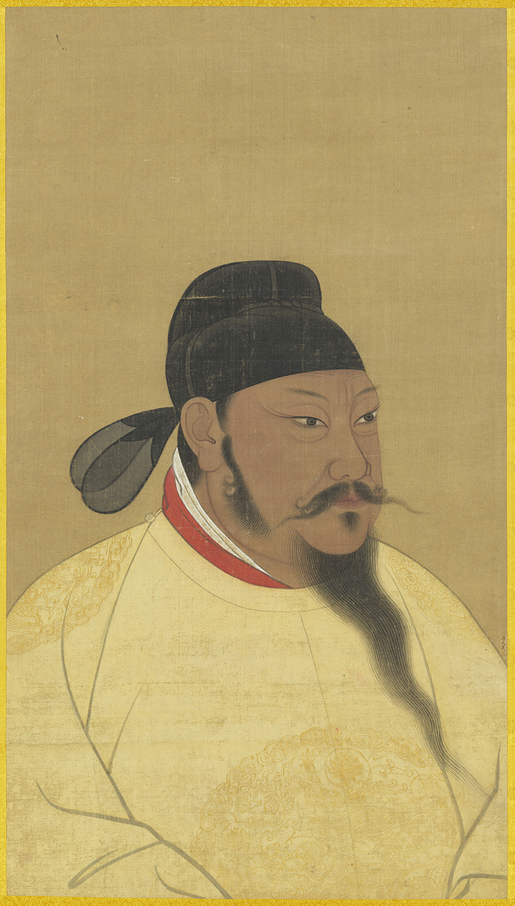 藏族民間傳說中有唐太宗「六試婚使」祿東贊的故事。圖為唐太宗畫像。公有領域