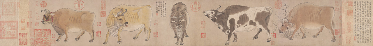 唐代宰相韓滉〈五牛圖〉為「中國十大傳世名畫」之一。公有領域