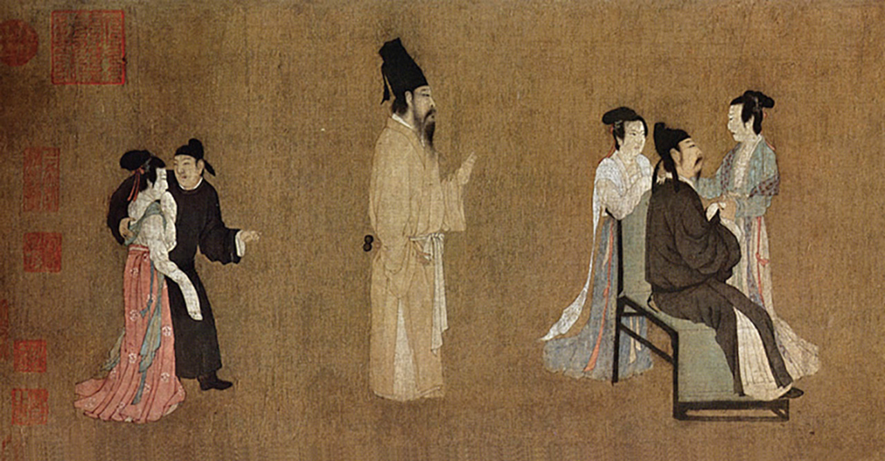 〈韓熙載夜宴圖〉第五段「散宴」。公有領域