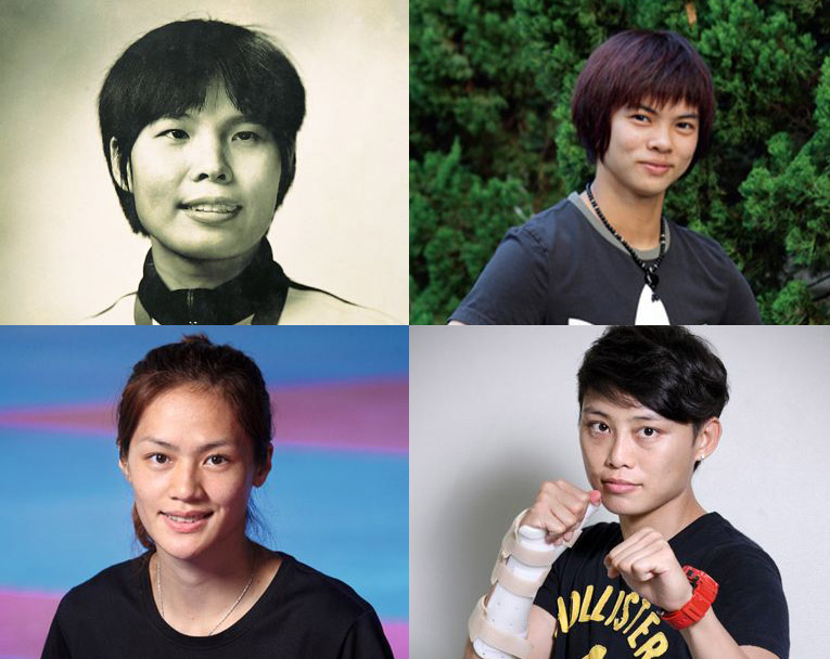 四位奥运女将，左上至右下分别为纪政（纪政提供）、许淑净（李唐峰摄影）、曾栎骋（丹尼尔摄影）、苏丽文（李唐峰摄影）。