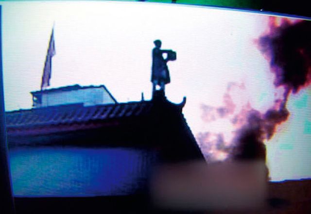 2009年11月唐福珍在成都自焚。视频截图
