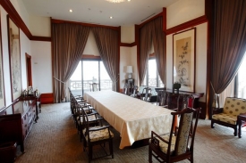 圓山大飯店總統套房因時常接待元首級人物，餐廳也兼具會議室的功能。丹尼爾攝影