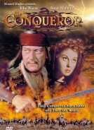 《征服者》電影海報。圖為男主角約翰‧韋恩與女主角蘇珊‧海沃德。他們最後都因癌症去世。